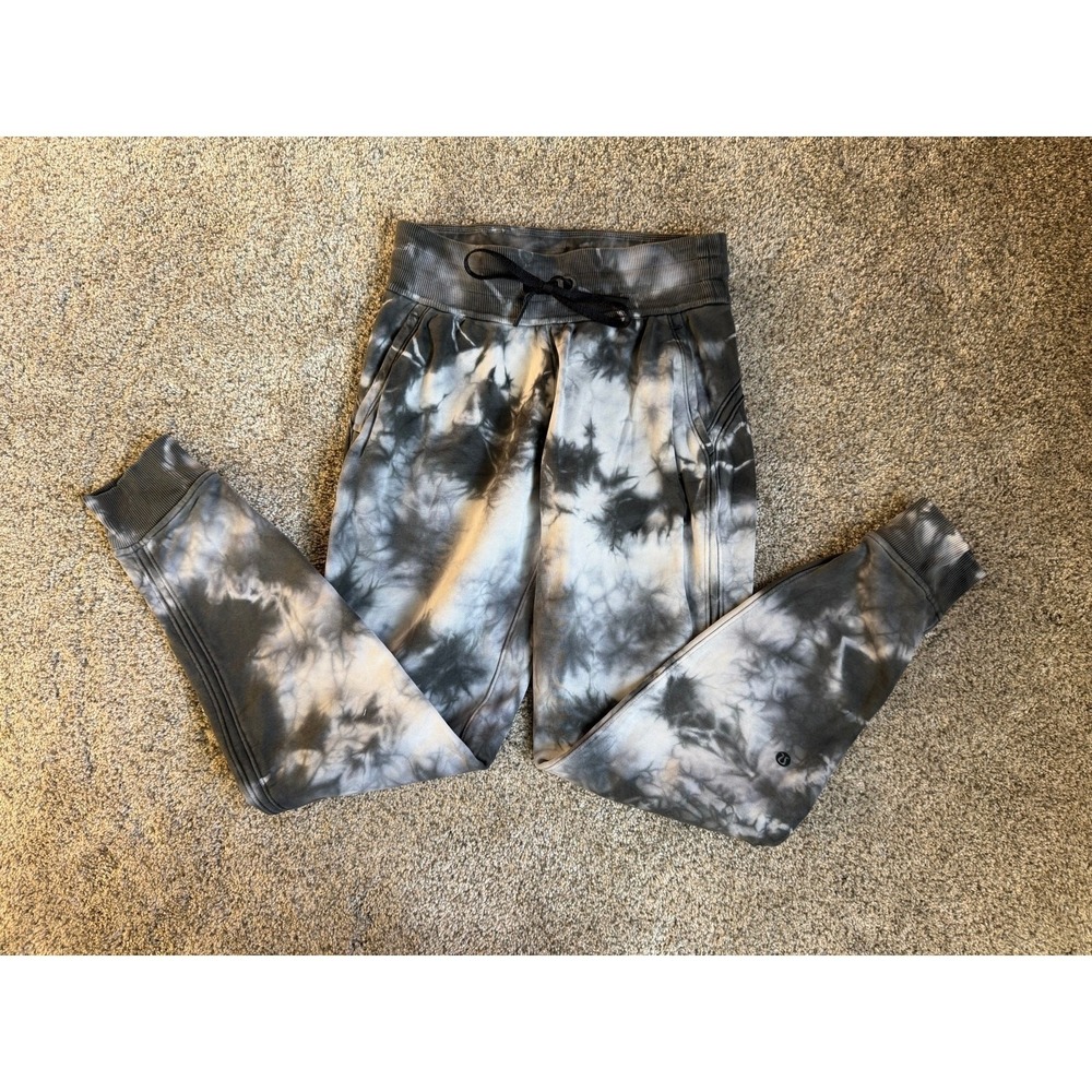 Lululemon Scuba High Rise Jogger 4 Marble Dye Graphite Grey Black Tie Dye Cotton